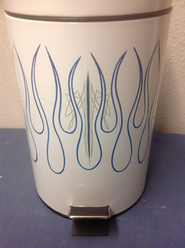 Pinstriped Trash Can